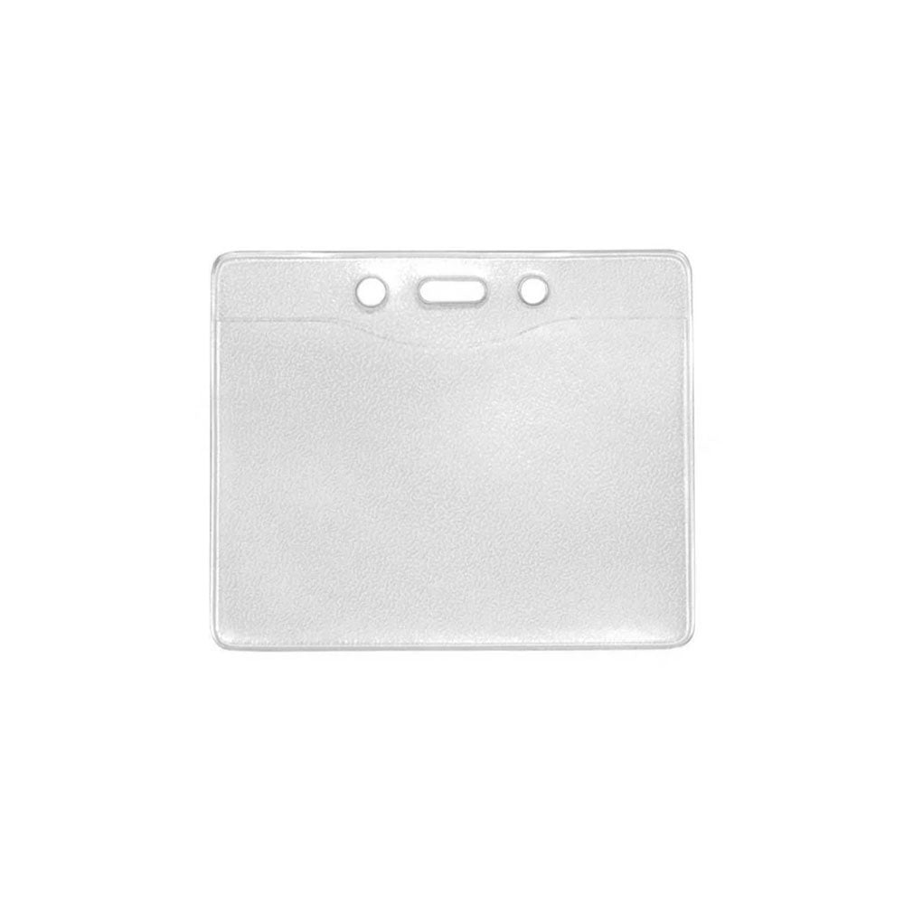 Clear Vinyl Data/Credit Card Sized Badge Holder with Slot/Chain Holes - 2 21/64" x 3 3/8" (Qty 100)
