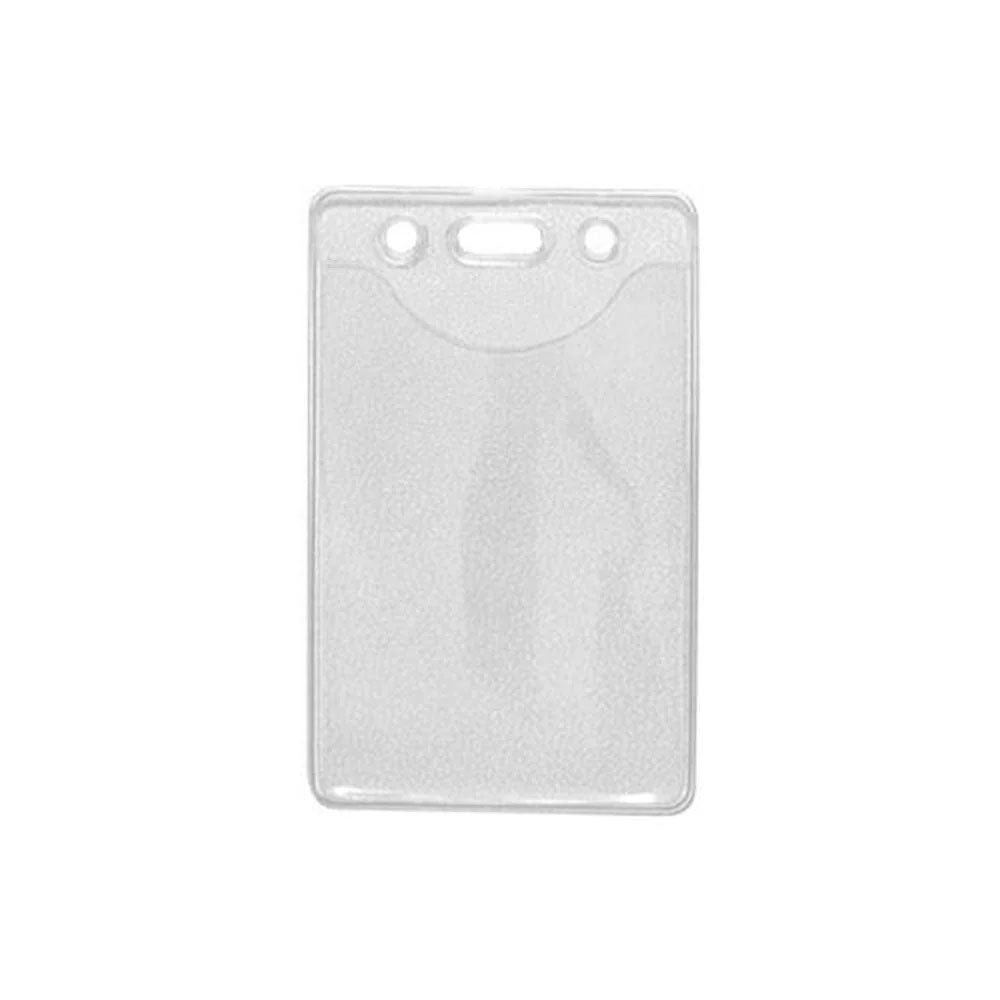 Clear Vinyl Data/Credit Card Sized Badge Holder with Slot/Chain Holes - 2 21/64" x 3 3/8" (Qty 100)