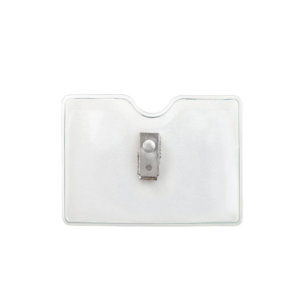 Clear Vinyl Badge Holders with 2-Hole Clip and Orange Peel Texture - 2 1/3" x 3 3/8" (Qty 100)