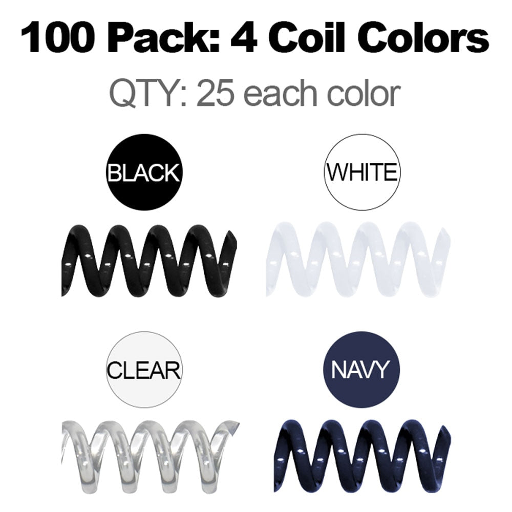 TruBind 100 Multi-pack 10mm (3/8 in.) 4:1 Pitch Binding Coils (100/bx)