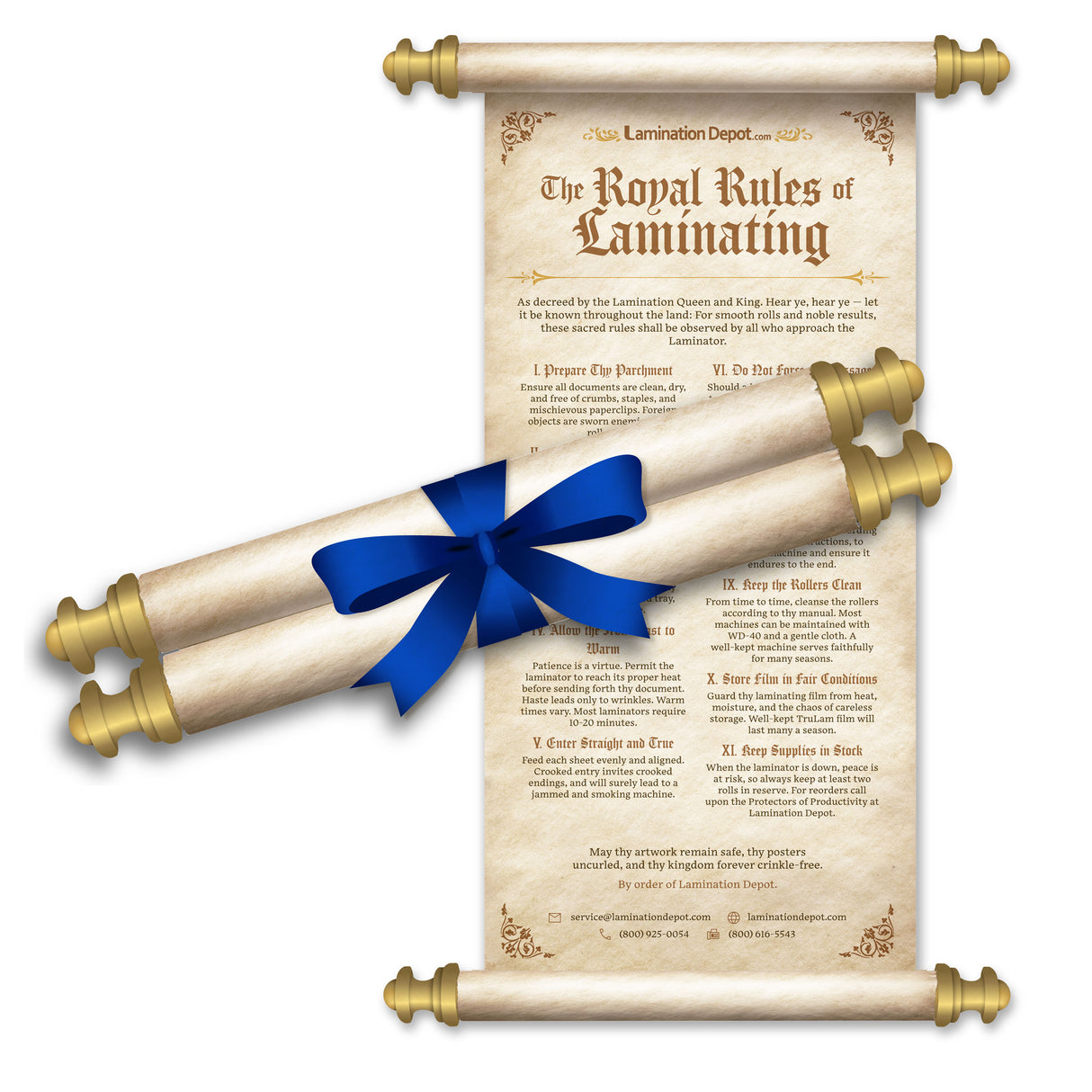 Lamination Depot Scroll - The Royal Rules of Laminating