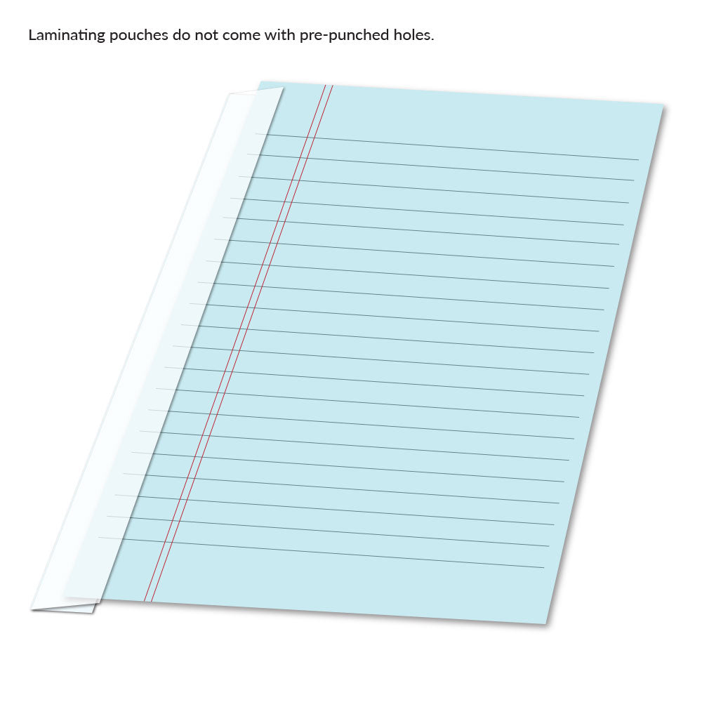 TruLam 3 Mil Laminating Pouches, 3-Hole Punch Reinforcement, 1-3/16" x 9", 100/Bx