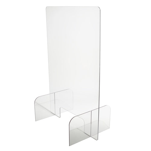 Portable Countertop Acrylic Sneeze Guard - with Side Legs - Small, 23.5 inch x 35 inch