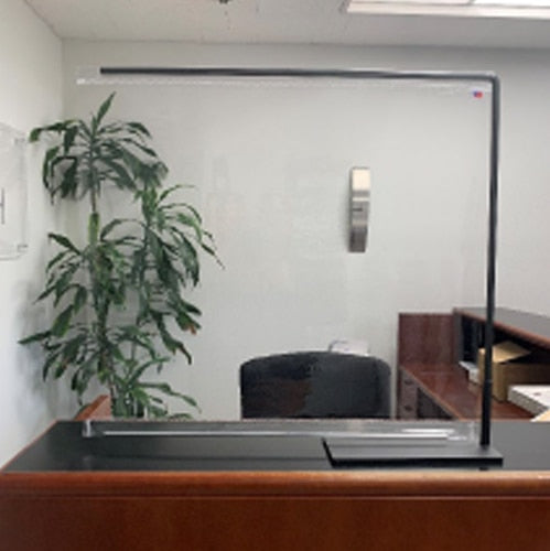 Small Portable Countertop PVC Sneeze Guard - Clear Partition with Steel Framework - 27 inch x 28 inch