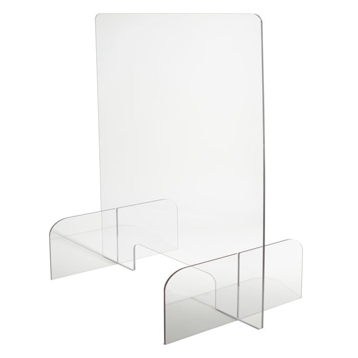 Portable Countertop Acrylic Sneeze Guard - with Side Legs - Large, 35 inch x 35 inch