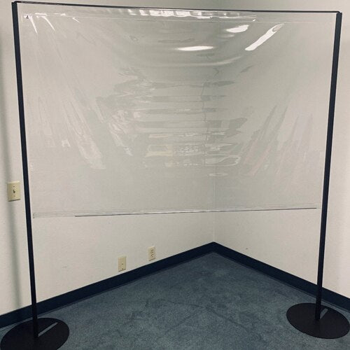 Large Screen Wide PVC Sneeze Guard Wall - Clear Partition with Steel Framework - 74 inch x 78 inch