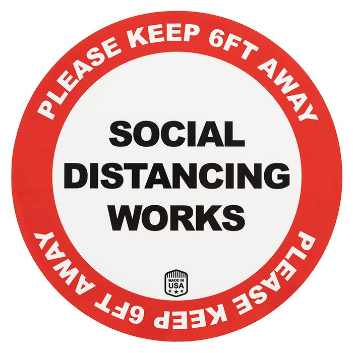 Social Distancing Works Floor Stickers - Keep 6 Feet Away - Round, 10 inch
