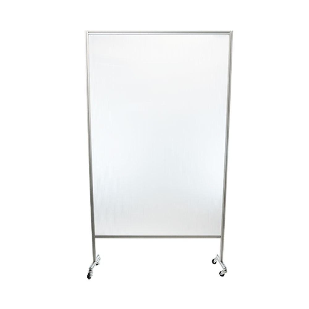 Rolling Barrier - Fluted 8MM Twin Wall Polycarbonate Shield on Wheels - 48 inches x 72 inches