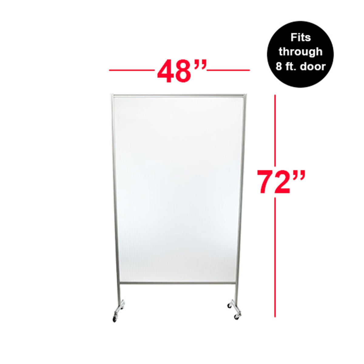 Rolling Barrier - Fluted 8MM Twin Wall Polycarbonate Shield on Wheels - 48 inches x 72 inches