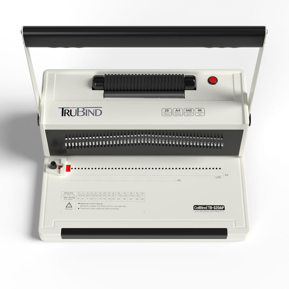 TruBind TB-S20AP Spiral Coil Binding Machine w/Electric Coil Inserter & Foot Pedal