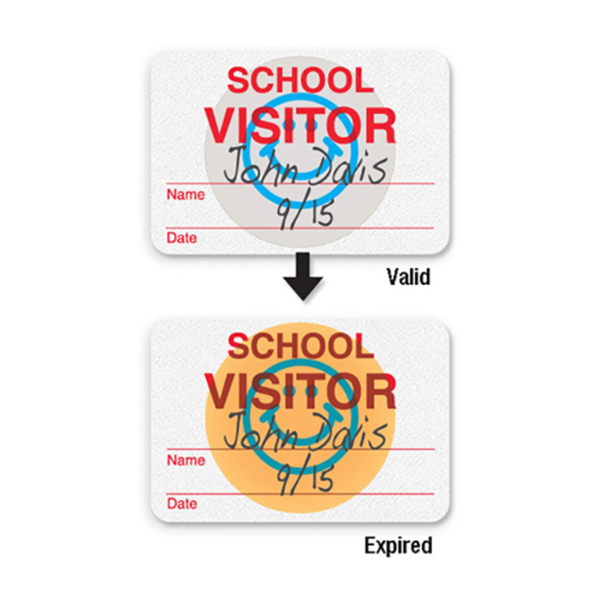 Expiring School Visitor Security Badges (Qty 1000)