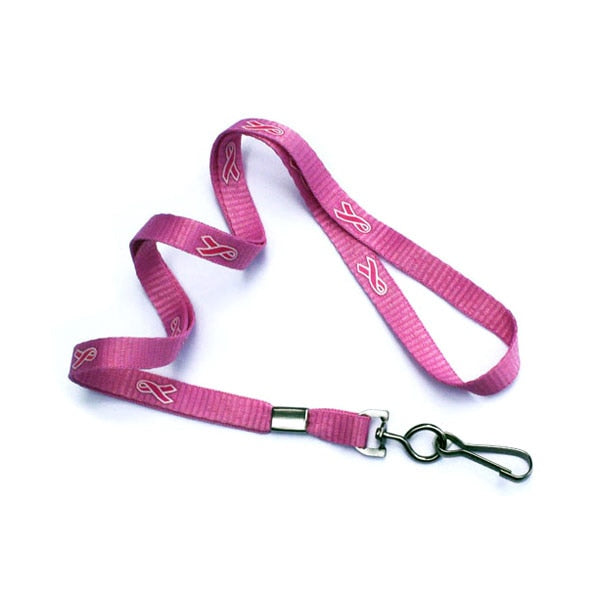 Pink Ribbon 36 in. Flat Printed Lanyards (100/bx)