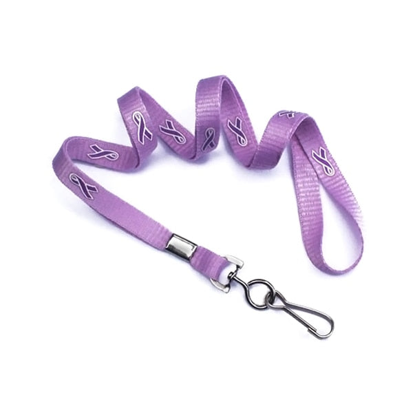 Purple Ribbon 36 in. Flat Printed Lanyards (100/bx)