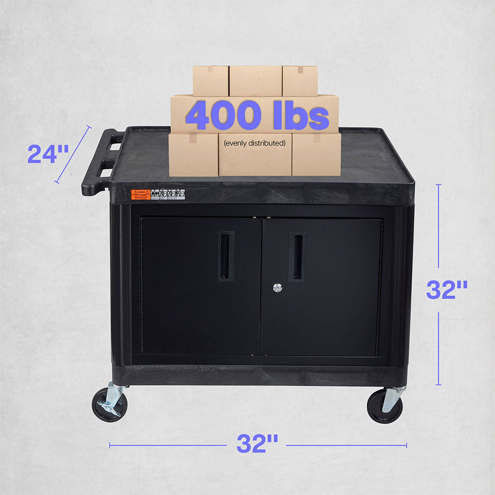 Luxor Multi-Purpose Rolling Cabinet with Two Shelves