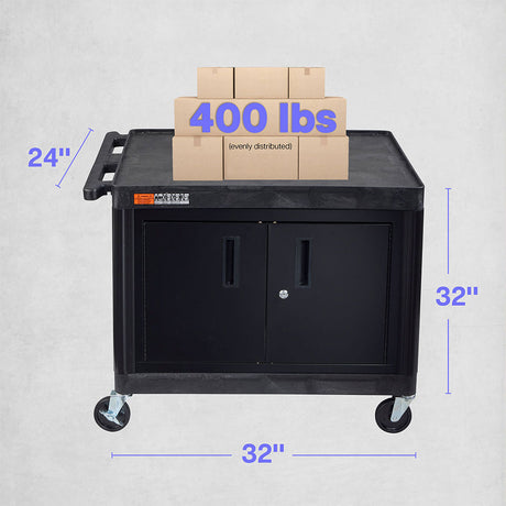 Luxor Multi-Purpose Rolling Cabinet with Two Shelves