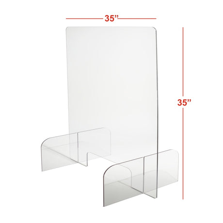 Portable Countertop Acrylic Sneeze Guard - with Side Legs - Large, 35 inch x 35 inch