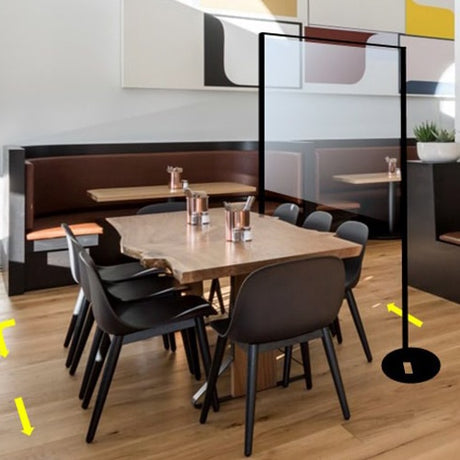 Large Screen Free Standing PVC Sneeze Guard Wall - Clear Partition with Steel Framework - 62 inch x 78inch